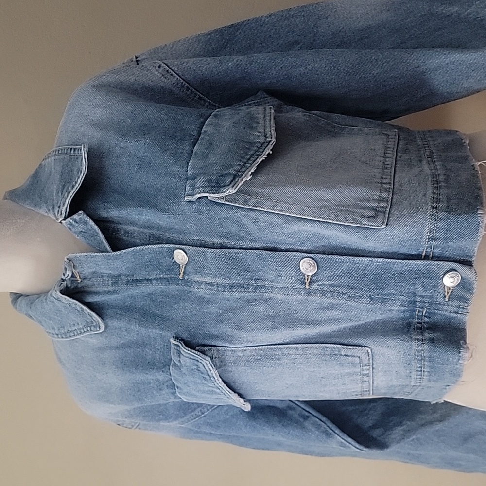 Zara Distress Style Jean Jacket - Picture 2 of 9